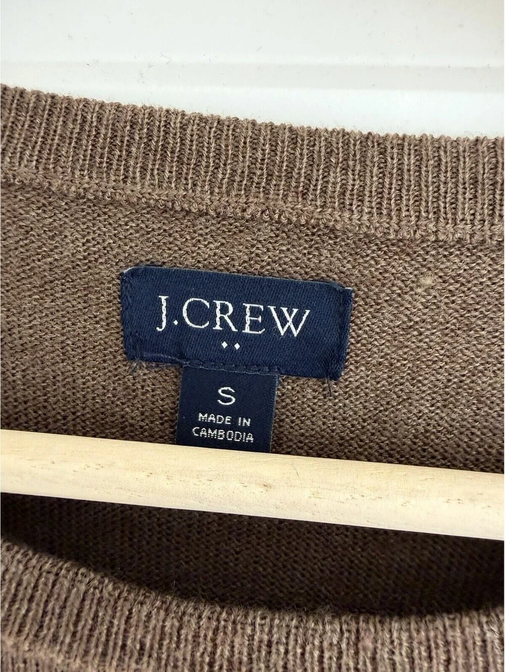 J.Crew Merino Wool Blend Crewneck Sweater Brown Size S Unisex Preppy Old Money